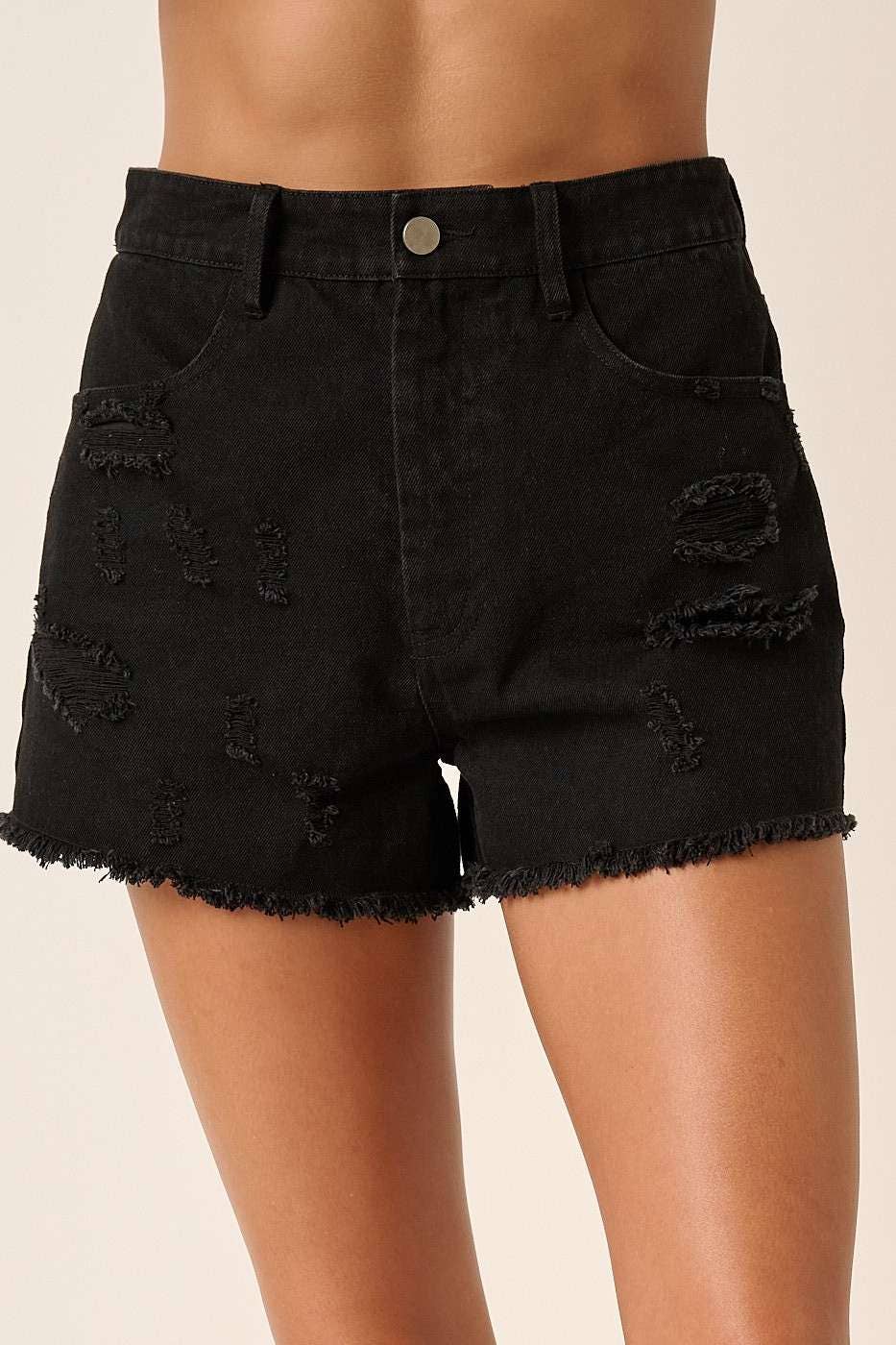 Distressed Denim Shorts