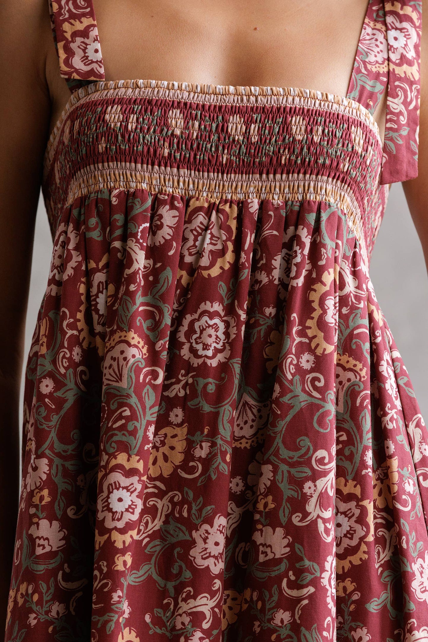 Multi Floral Tie Midi Dress