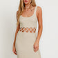 Square Neck Sleeveless Crochet Midi Dress