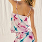 Printed Satin Cowl Top