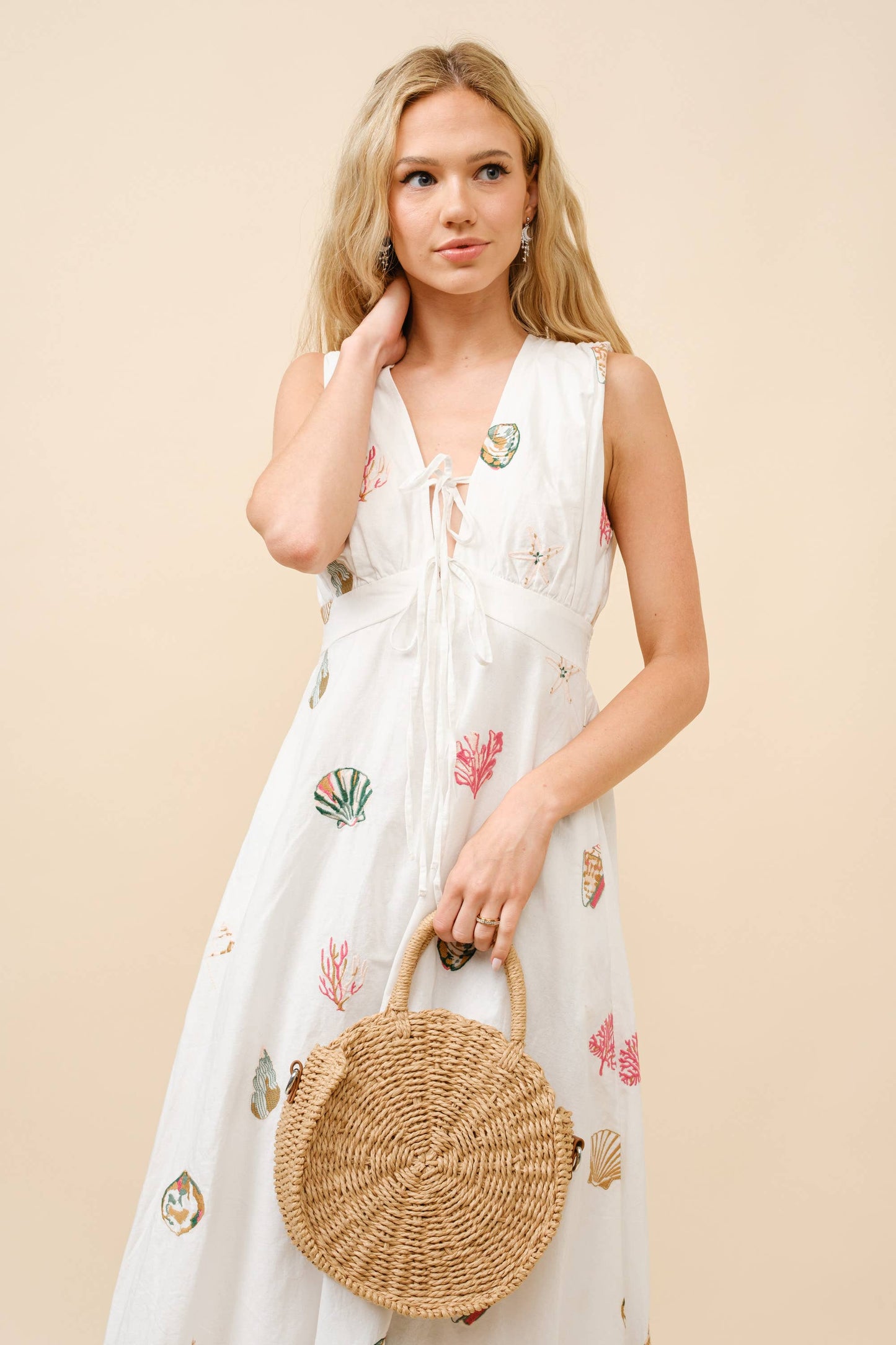 Seashell Embroidered Maxi Dress