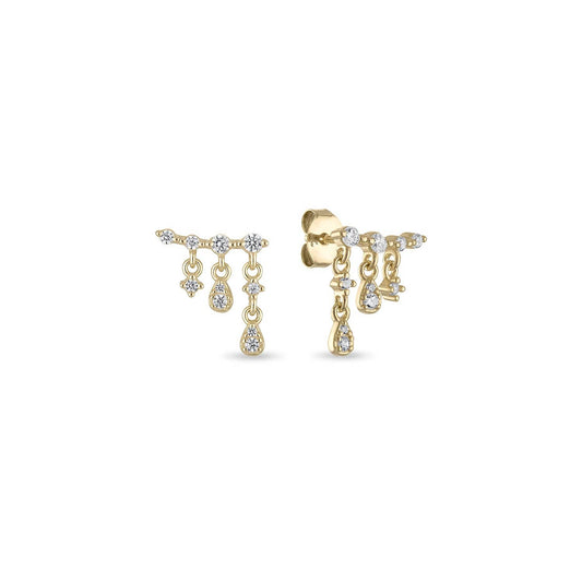 14k Vermeil Waterfall Chain Drop Stud Earrings
