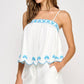 Seashell Embroidery Scalloped Shorts