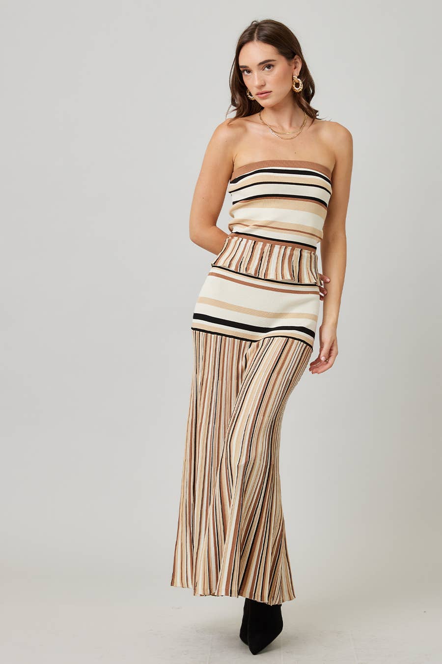 Striped Knit Maxi Skirt