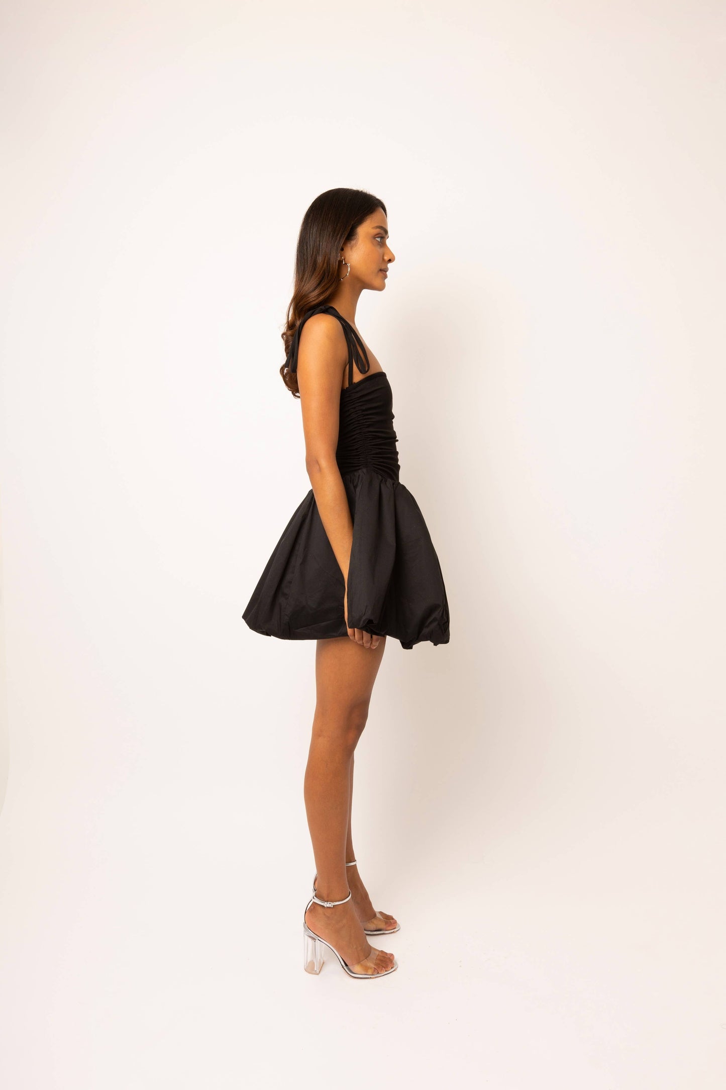 Alexa Black Puffball Mini Dress