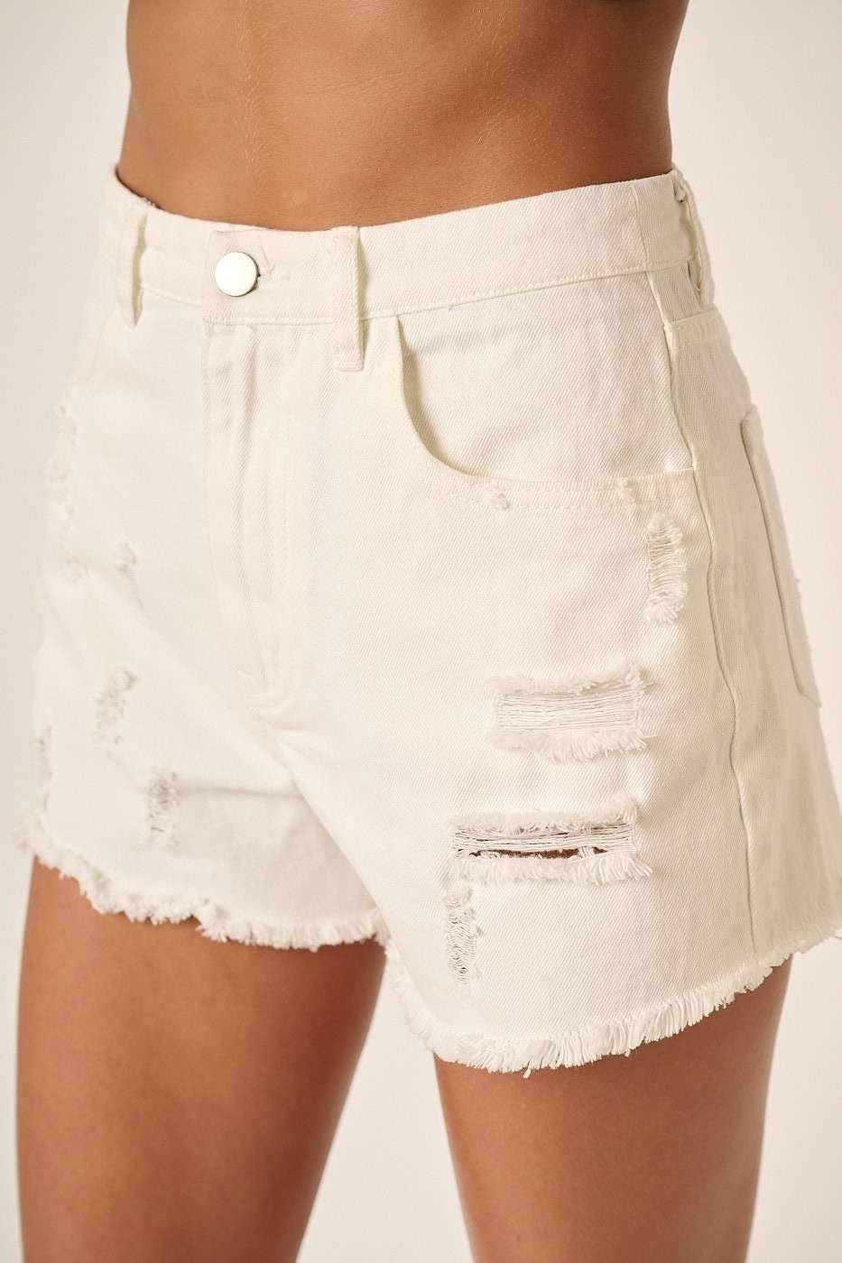 Distressed Denim Shorts