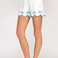 Seashell Embroidery Scalloped Shorts