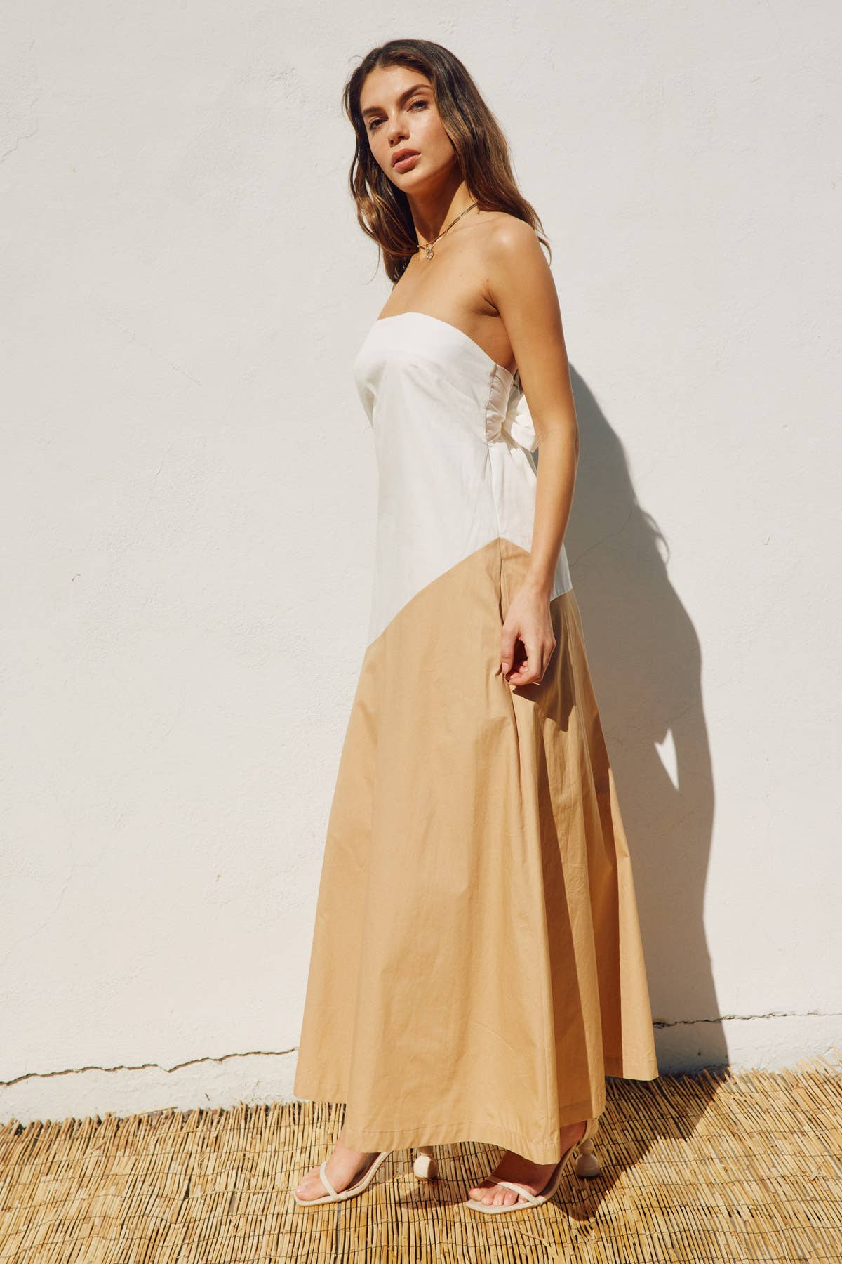 Diagonal Colorblock Maxi Dress