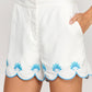 Seashell Embroidery Scalloped Shorts
