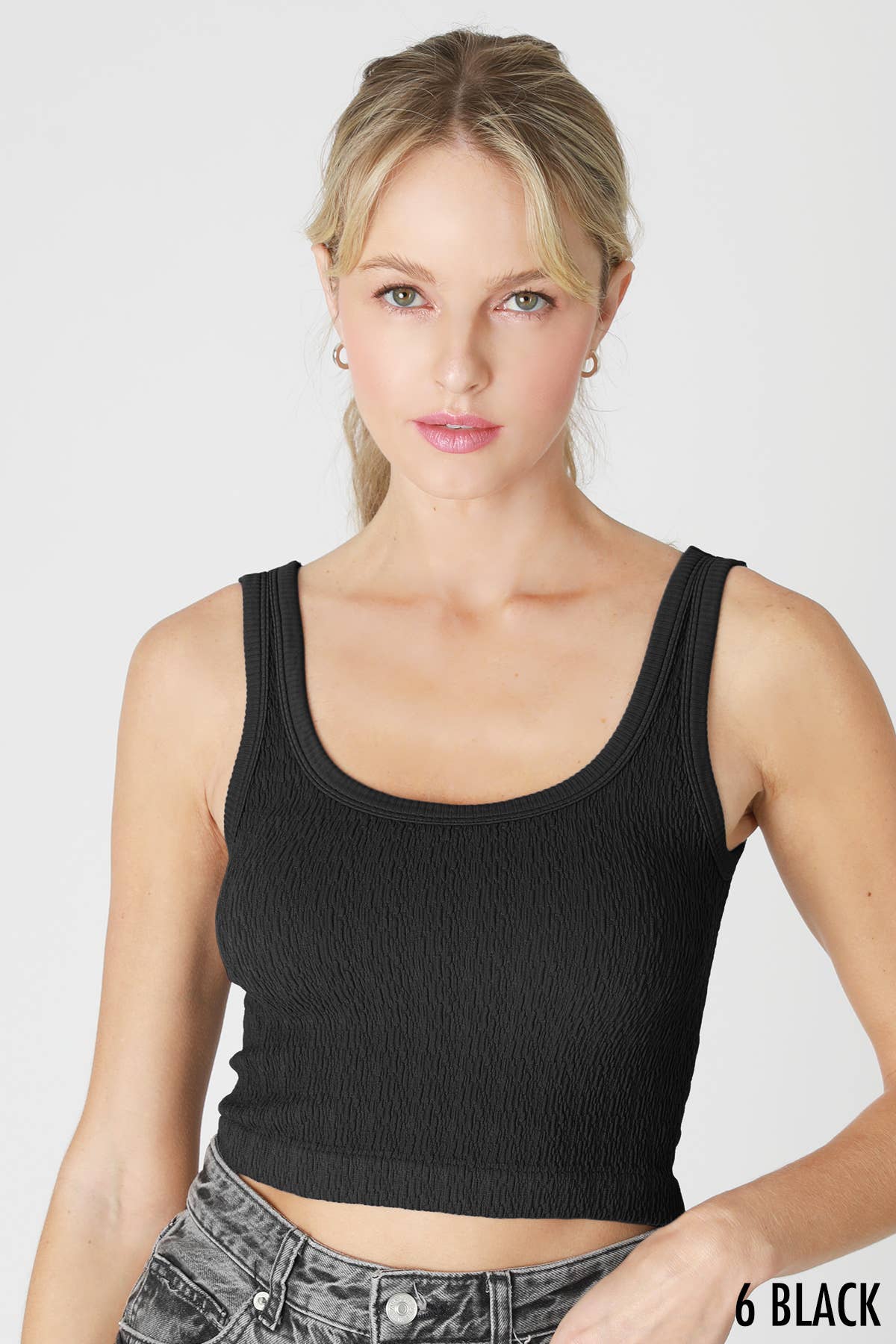 Crinkle Scoop Neck Tank Top