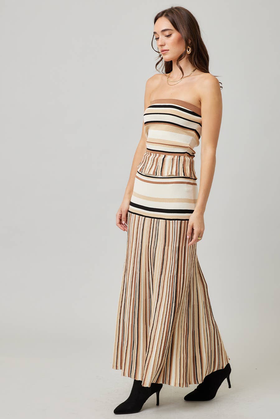 Striped Knit Maxi Skirt