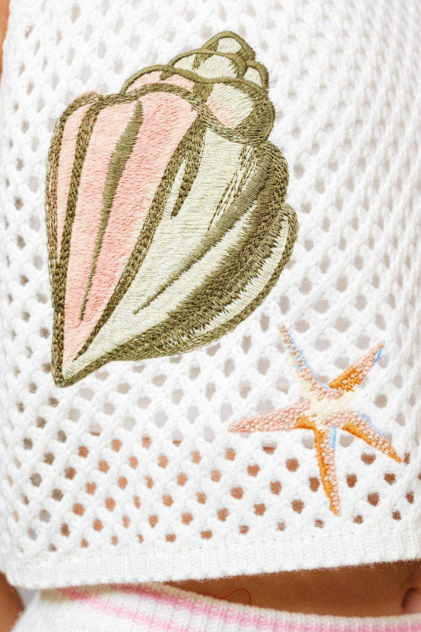 Seashell Embroidered Crop Top
