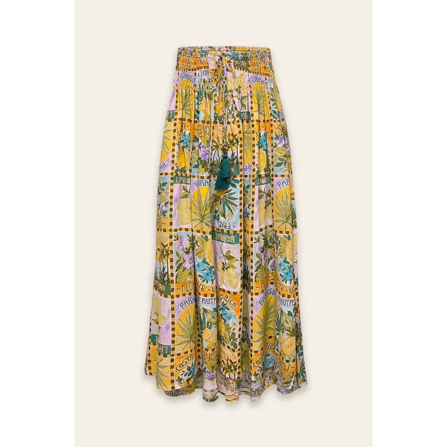 Isla Palma Smocked Hip Midi Skirt