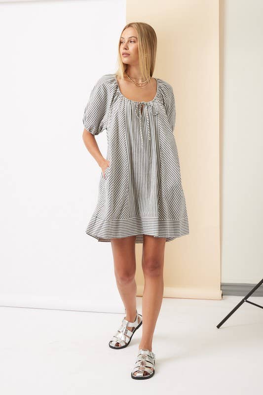Striped Puff Sleeve Dress