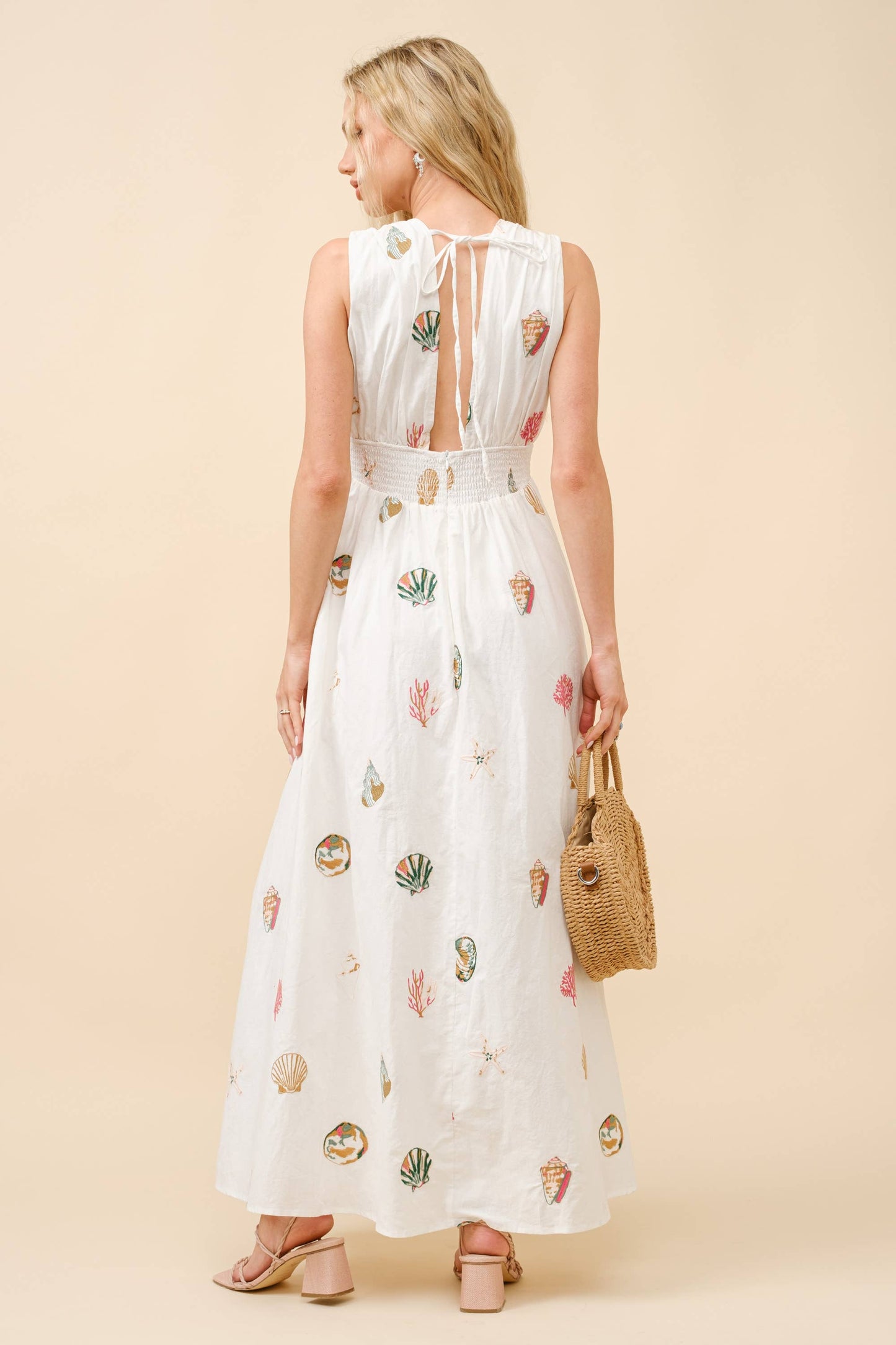 Seashell Embroidered Maxi Dress