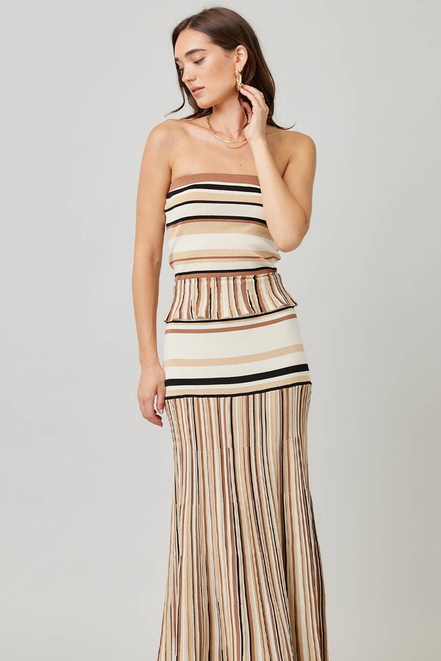 Striped Knit Maxi Skirt