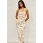 White Sand Strapless Side Ruch Maxi Dress