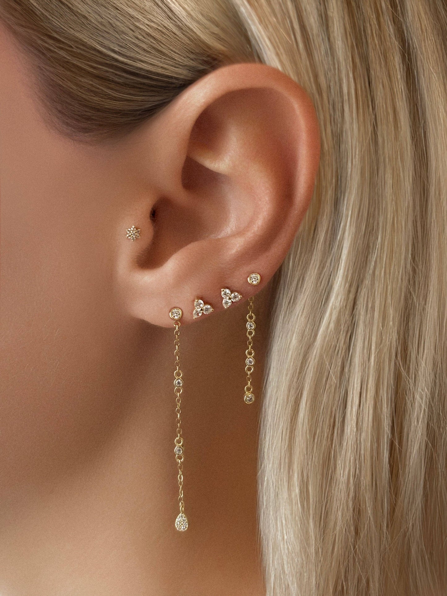 14k Vermeil Convertible Double Chain Drop Earrings