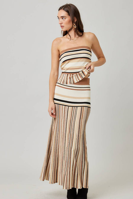 Striped Knit Maxi Skirt