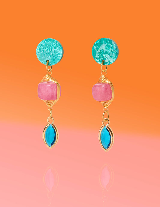 Good Fortune Jade Glam Dangles Blue