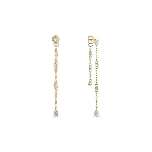 14k Vermeil Convertible Double Chain Drop Earrings