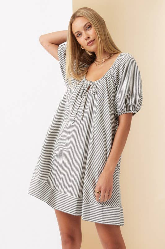Striped Puff Sleeve Dress