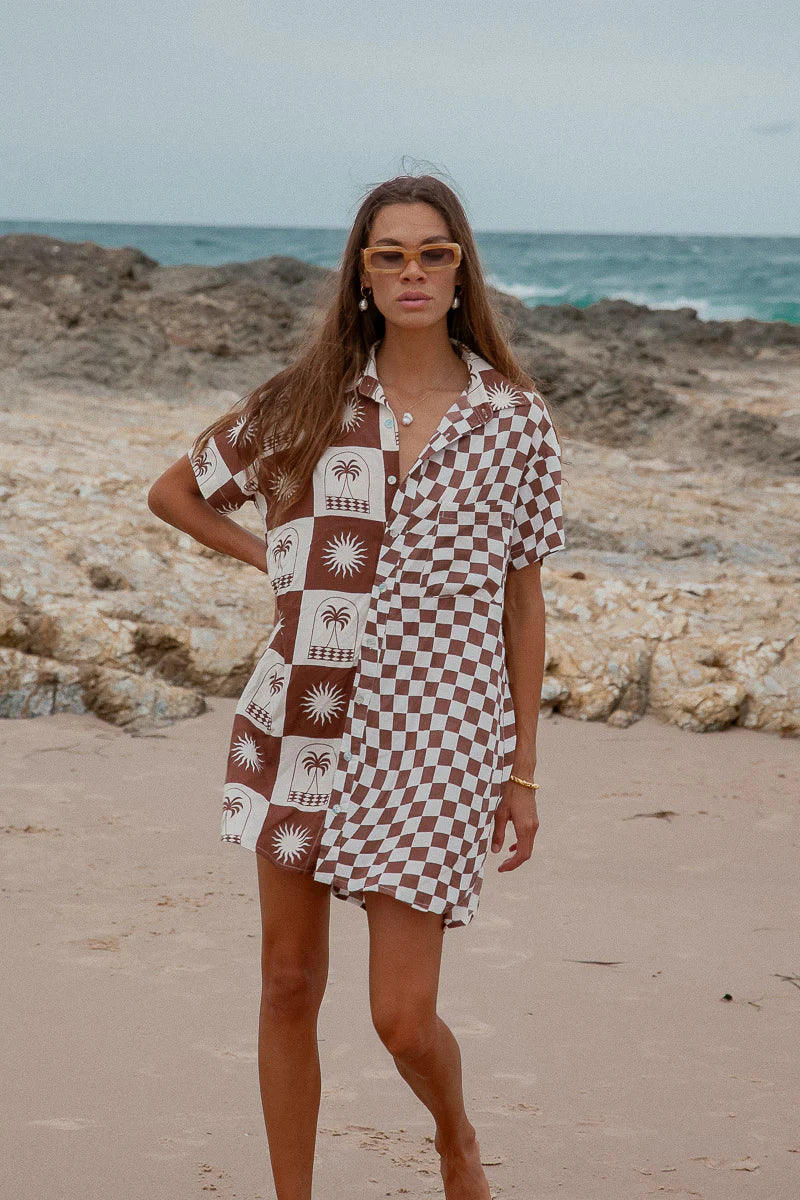 Palma Checker Shirt Dress