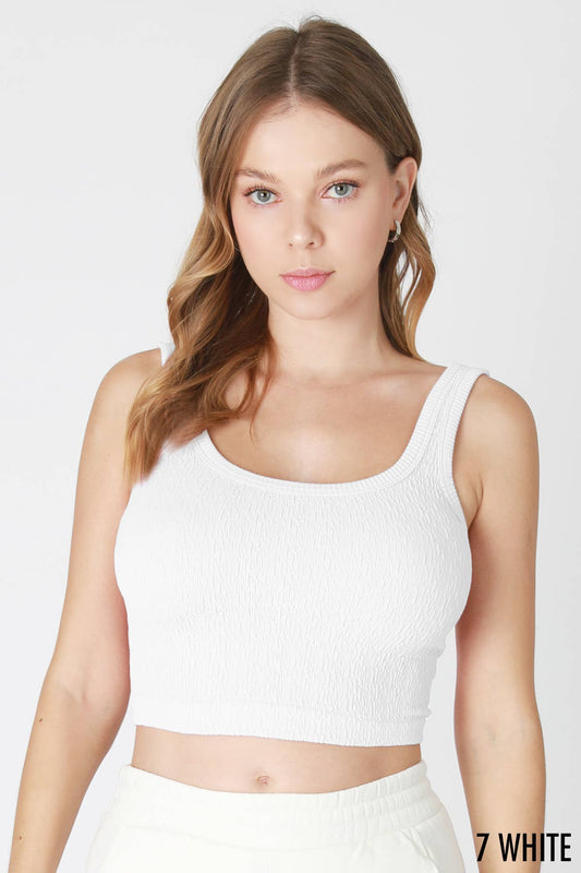 Crinkle Scoop Neck Tank Top