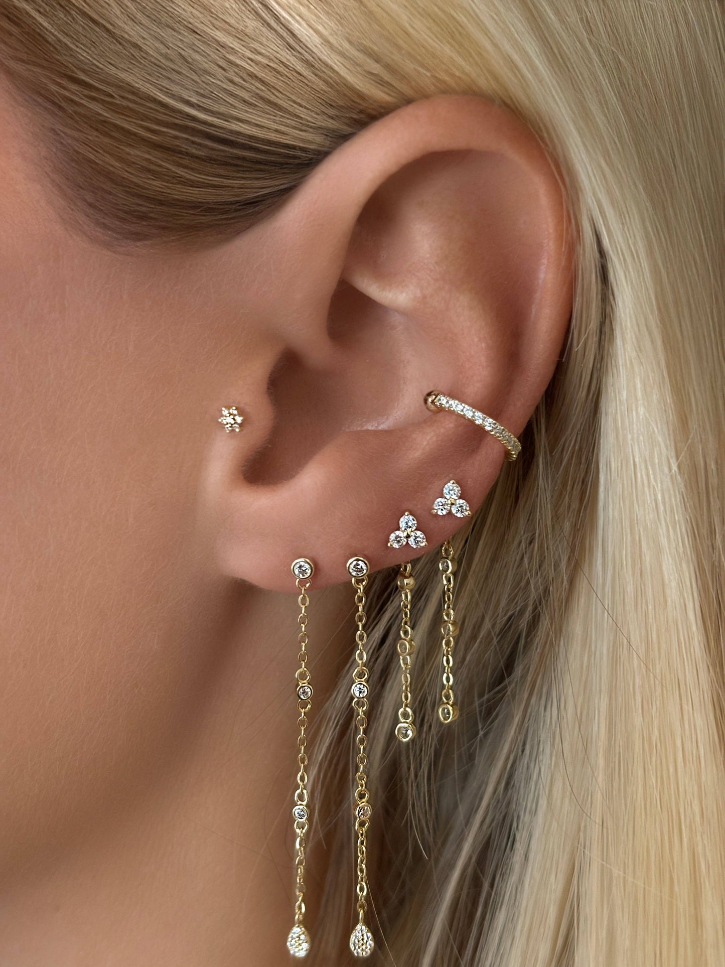 14k Vermeil Convertible Double Chain Drop Earrings
