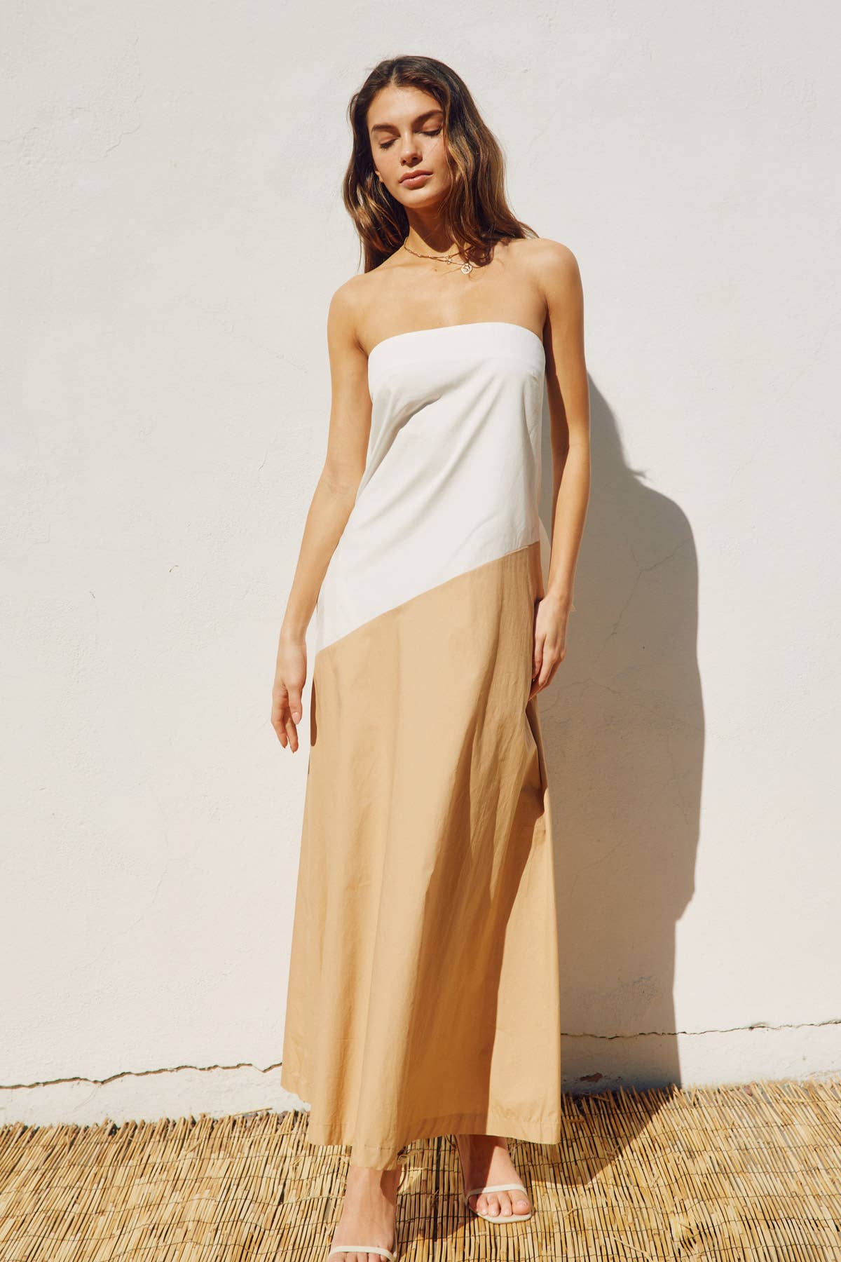 Diagonal Colorblock Maxi Dress