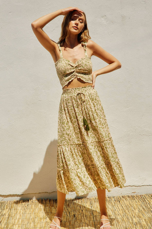 Lucky Charm Tiered Hem Maxi Skirt