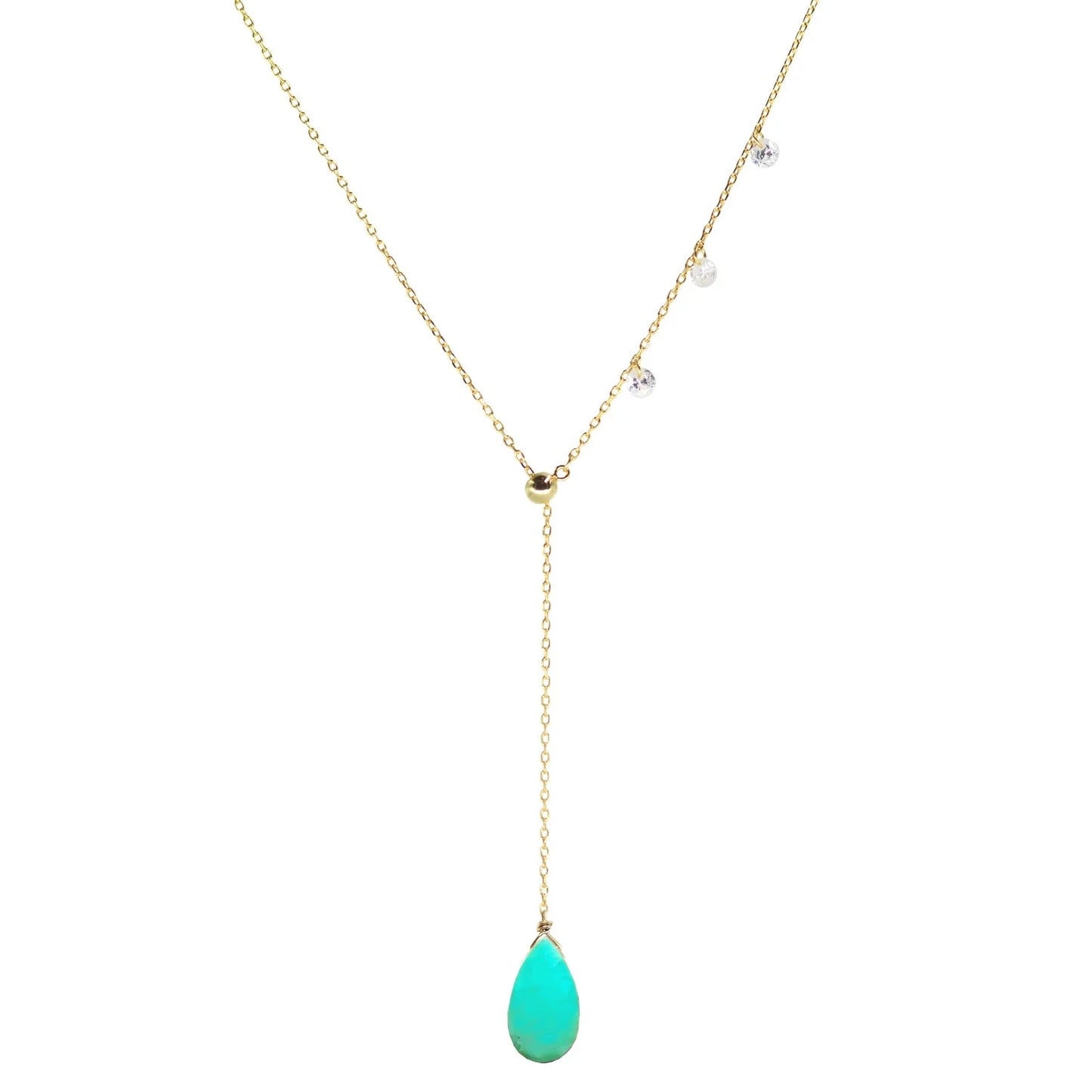 Double Slider Lariat with Chrysoprase Drop