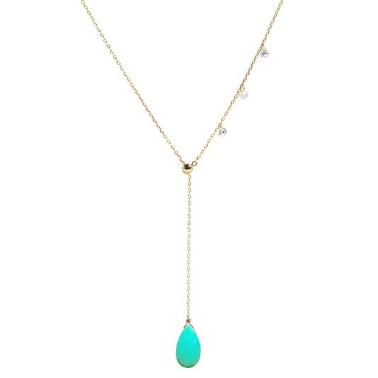 Double Slider Lariat with Chrysoprase Drop