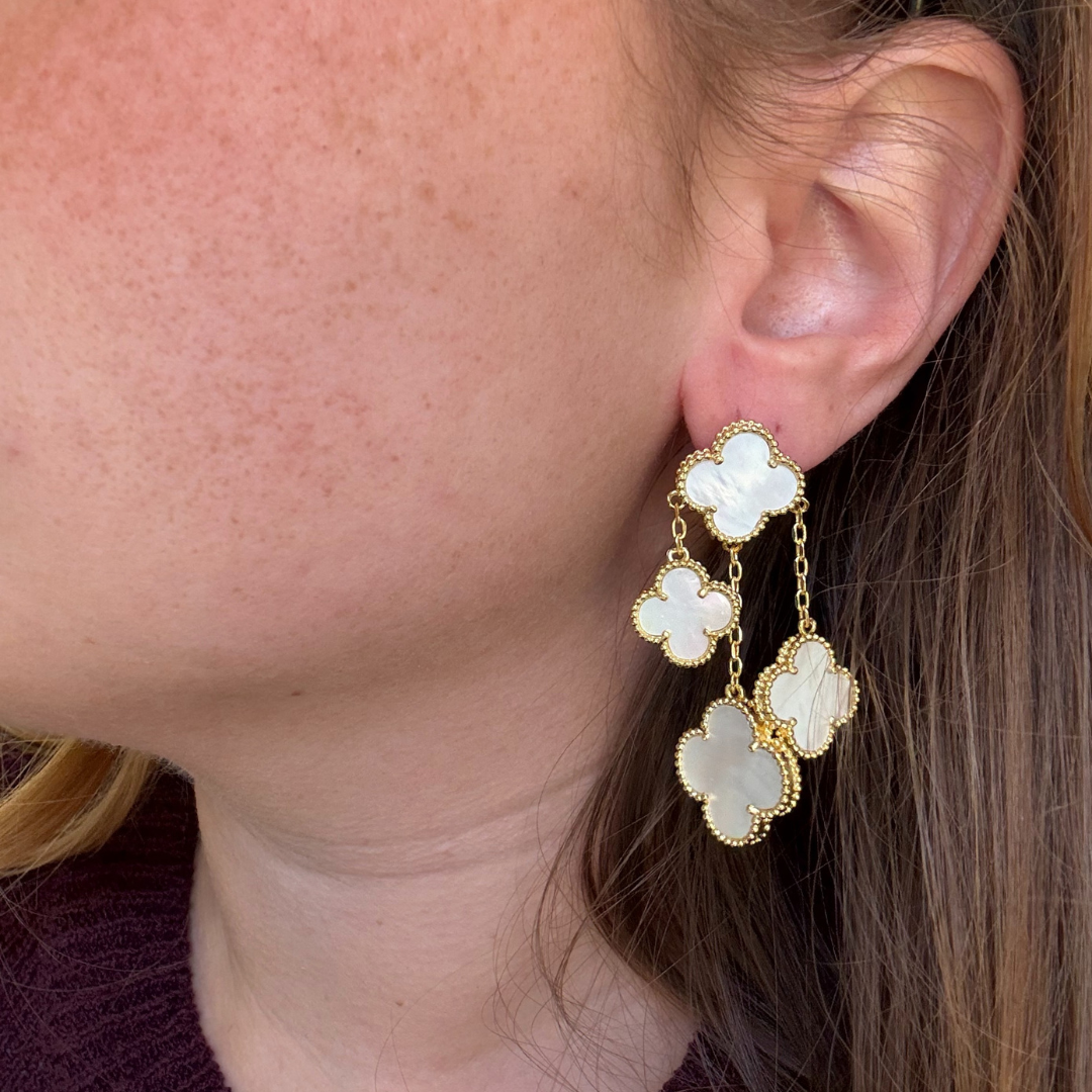 Juliette Clover Drop Earring - Mother of Pearl