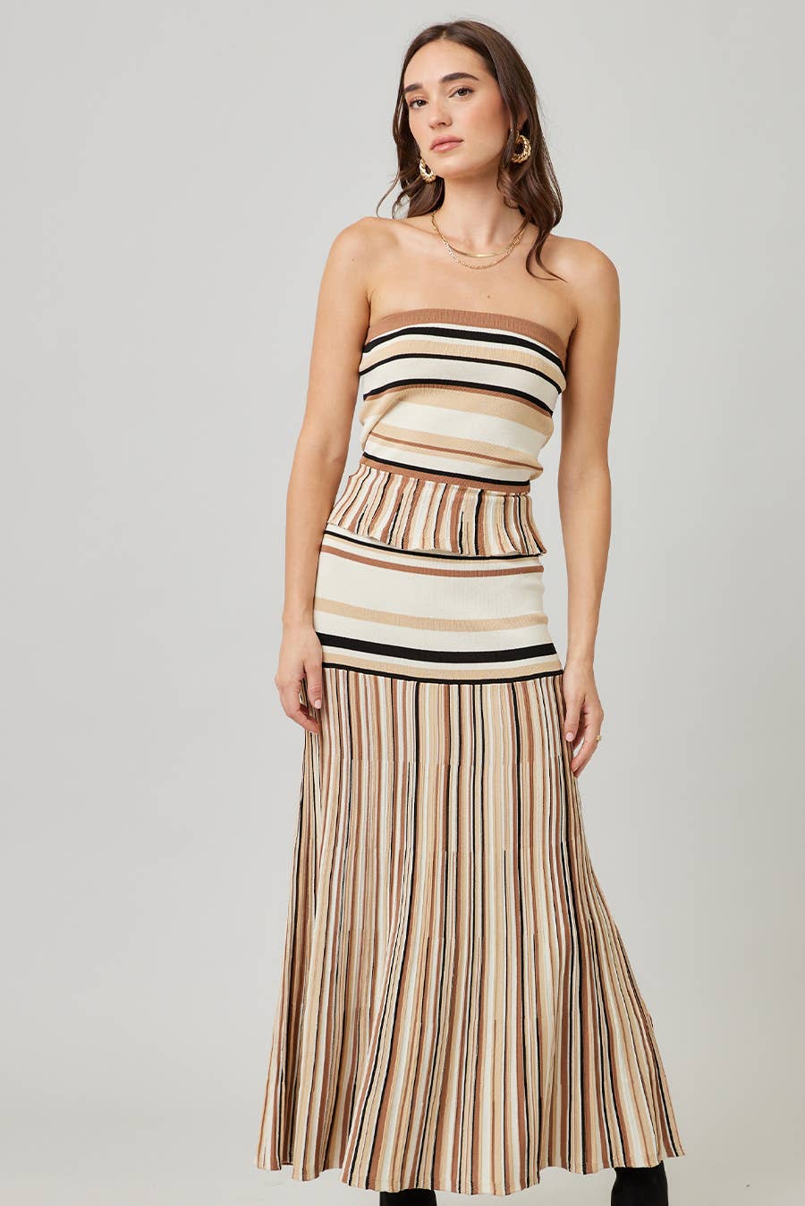 Striped Knit Maxi Skirt