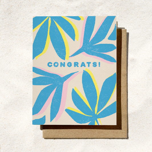 Congrats Palm Leaf Card | Tropical | Beach Wedding Card