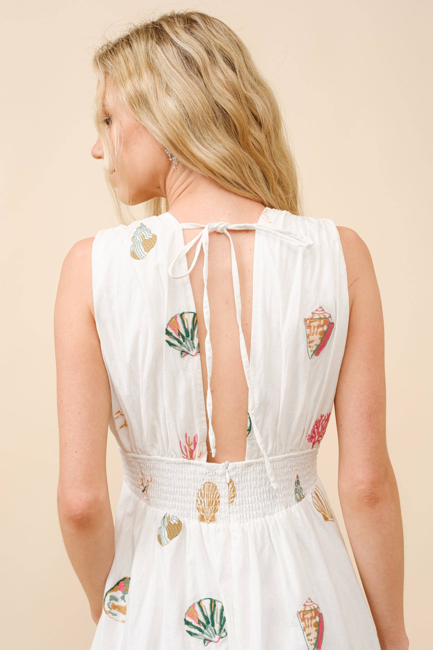 Seashell Embroidered Maxi Dress