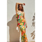 Super Bloom Strapless Tie Back Maxi Dress