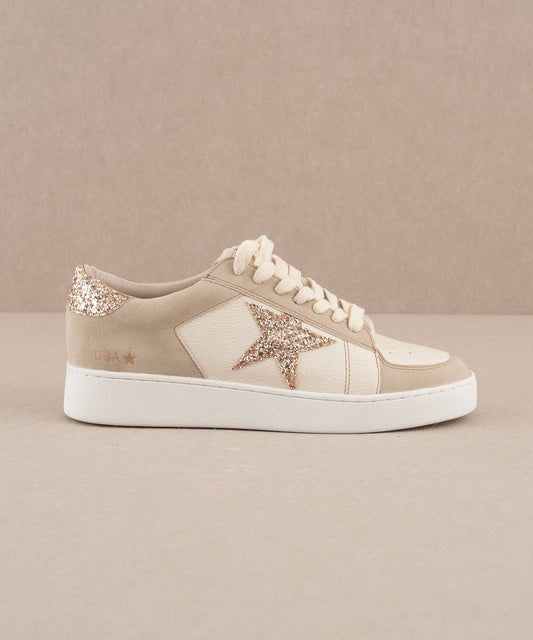 The Liberty Beige | Glitter Star Sneaker