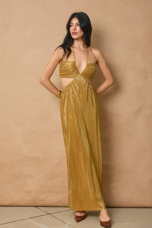 Metallic Cutout Midi Dress