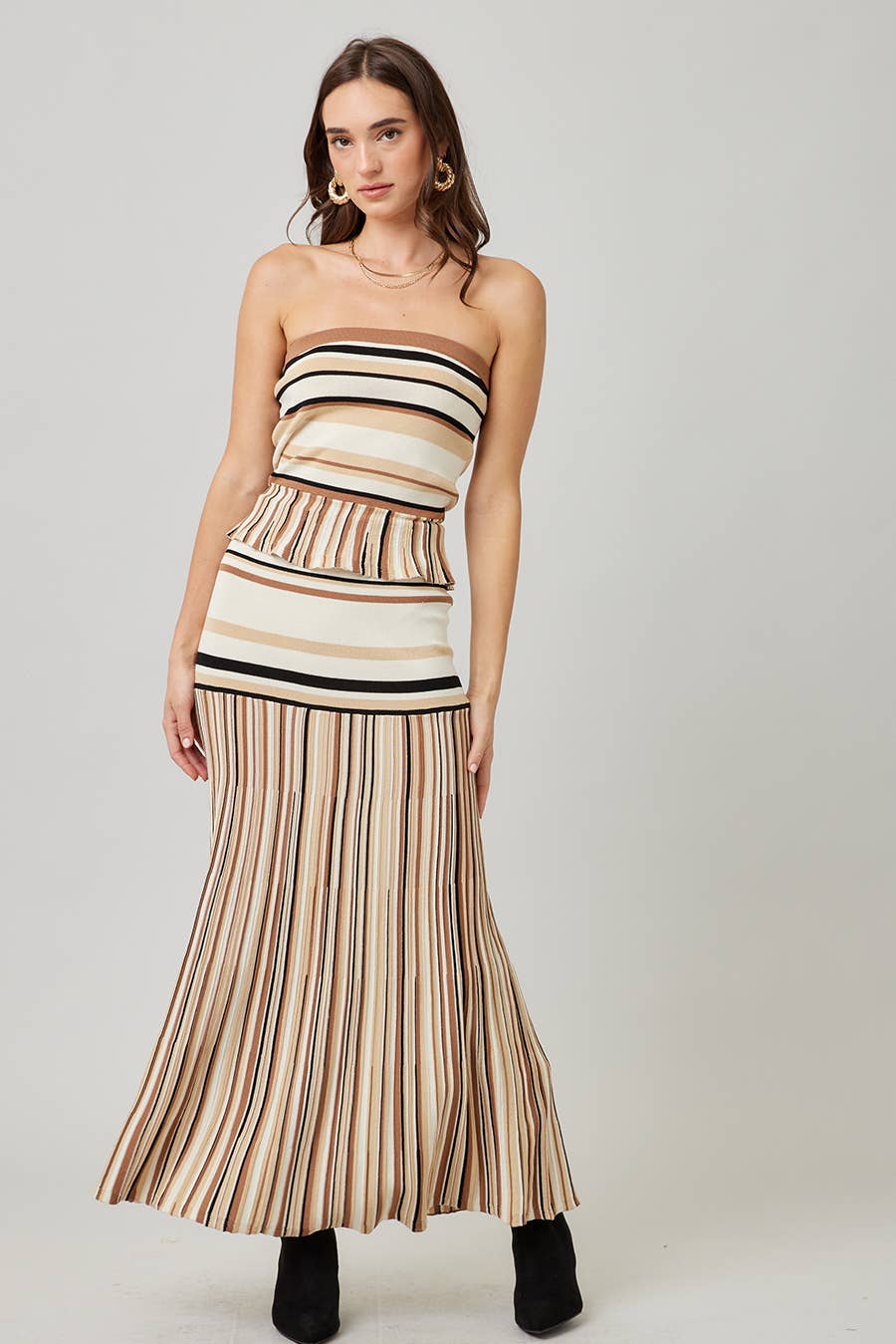 Striped Knit Maxi Skirt